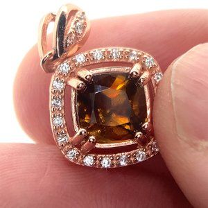 Sphene 2.50ct Rose Gold Finish Solid 925 Sterling Silver Pendant